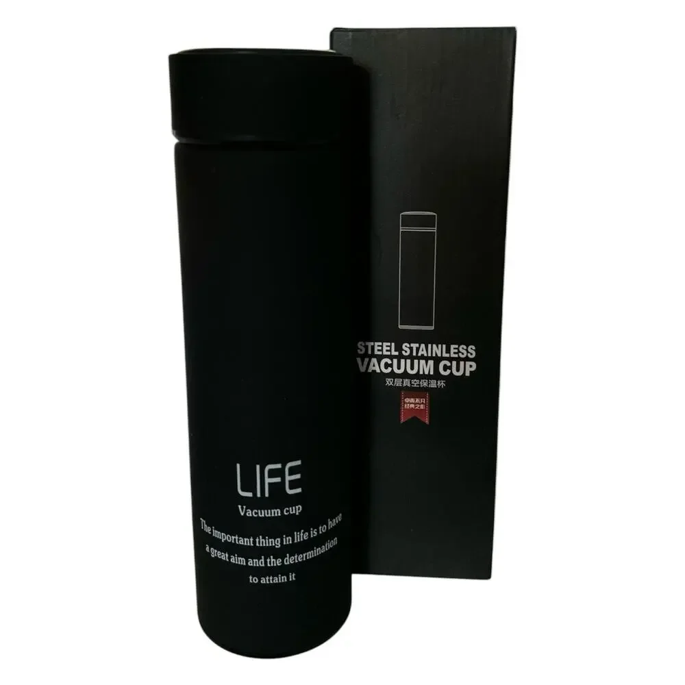 NEW LIFE Stainless Steel Vacuum Cup Water Bottle Insulated Tea Strainer Black